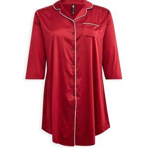 Torrid 2X 18/20 New Dream Satin Dark Red Button Up Sleep Pajama Lounge Dress